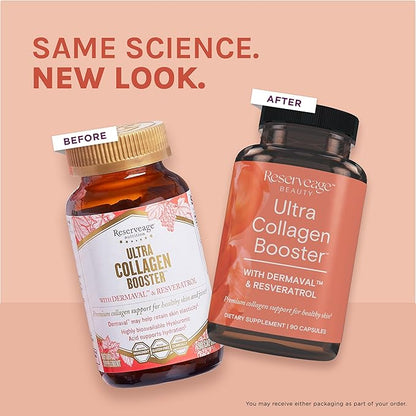 Reserveage Nutrition Ultra Collagen Booster, Skin Supplement, Supports Healthy Collagen Production, 90 Capsules