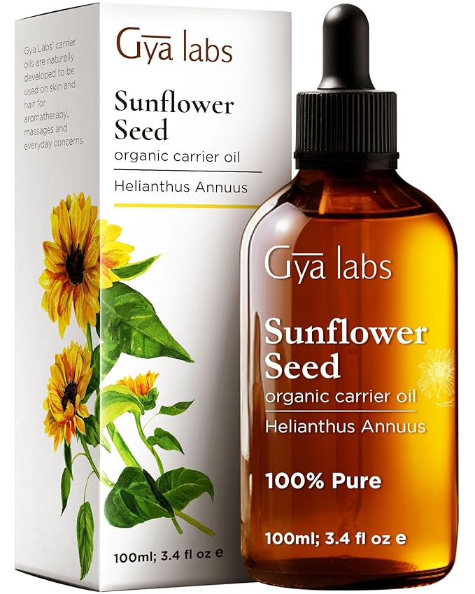 Gya Labs Organic Sunflower Oil For Skin & Evening Primrose Oil for Dry Skin Set - Aromatherapy Grade Essential Oils Set - 2x3.4 fl oz