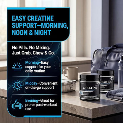 Creatine for Men, 5000MG Creatine Monohydrate Gummies for Men, Workout Support, 5g per Serving, Taurine + Vitamins B6 & B12, Blueberry Flavor, 120 Gummies (30 Servings)