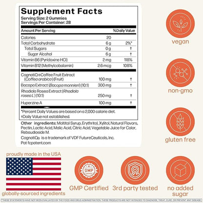 Avantera Elevate Gummies Premium Nootropic Supplement - Beat Brain Fog - Best Focus Supplements for Memory & Focus Support - Energy Without Crash - 56 Gummies for Women & Men