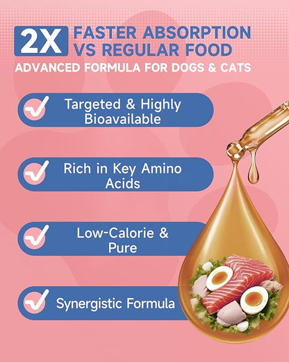 Premium Collagen for Dogs & Cats Skin and Coat Supplement, 10 in 1 Liquid Collagen for Cats -Support for Joints, Hips, Skin & Coat Health with Hyaluronic Acid, Biotin, MSM - Roast Chicken Flavor