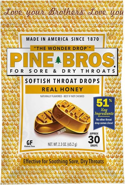 Pine Bros. Pine Bros Gummy Sore Throat Softish Drops 30 Count (Honey)