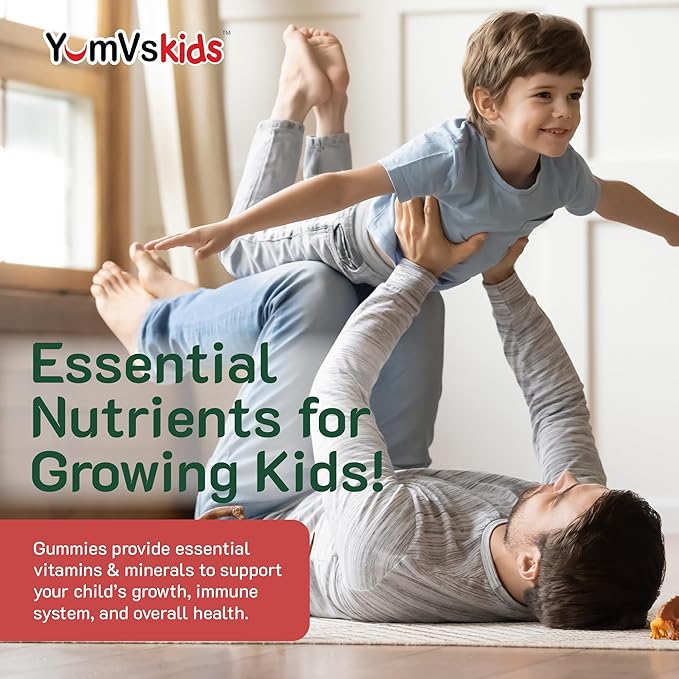 YumVs Kids Multivitamin Gummies - Fruit Flavored Chewable Children's Multivitamin - Kids Vitamins Multivitamin Gummy with 12 Minerals & Vitamins A C D3 E B6 B12 - Kosher Halal Gluten Free (60 Count)