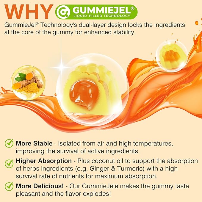 LILICARE Ginger Chews Gummies for Nausea & Digestive Support, Stomach Relief - Sugar Free with Turmeric & Odorless Garlic, Quercetin, Vitamin D3, C, Delicious Digestive Supplements, 60Cts (Pack of 1)
