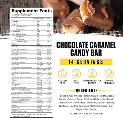 Ambrosia Planta - Premium Plant-Based Protein | Vegan & Keto Friendly | Gourmet Flavors with No Bloating or Stomach Upset | Gluten & Soy Free | No Added Sugar | 14 Servings | (Candy Bar)
