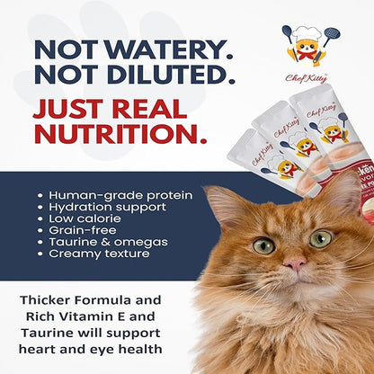 Cat Treats Lickable | Grain-Free Cat Food Toppers, High Protein | Creamy Puree Squeeze Ups with Vitamin E & Taurine, Digestible Formula | 0.5 oz. Each Tube, Chicken & Seafood Mix Variety | 10 Tubes