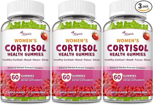 Cortisol Gummies For Women- Promote Relaxation and Support Mood- Natural Ingredients with Ashwagandha, Rhodiola Rosea, etc. Cortisol Manager Gummies for Adrenal Support,Vegan,Apple Flavor,180 Count