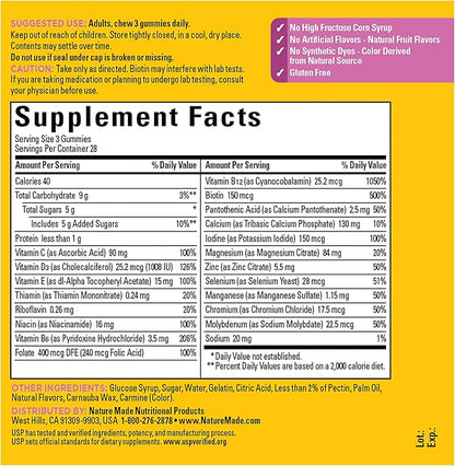 Nature Made Advanced Multivitamin Gummies 50 + for Her, Womens Multivitamins Gummies with Magnesium Citrate, Vitamin D3, Zinc, Calcium and All 8 B Vitamins, 28 Day Supply, 84 Count (Pack of 2)