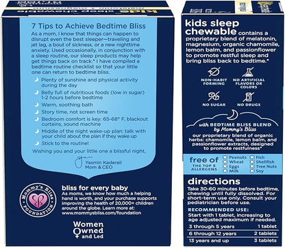 Mommy's Bliss Kids Sleep Chewable Tablets, Melatonin, Magnesium & Calming Herbs, Grape Flavor, Sugar Free Kids Melatonin, Age 3+ (35 Servings), 35 Count (Pack of 2)