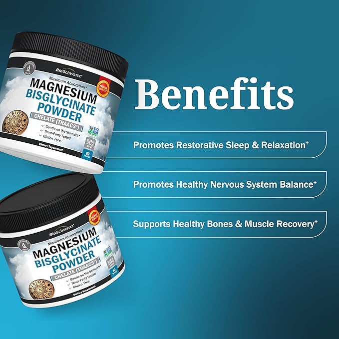 Magnesium Bisglycinate Powder Chelated Supplement - High Absorption Magnesium Glycinate Powder Supplement for Women and Men - Sleep, Muscle, Bone & Joint Support - Non-GMO Chelate - 237g, 60 Servings