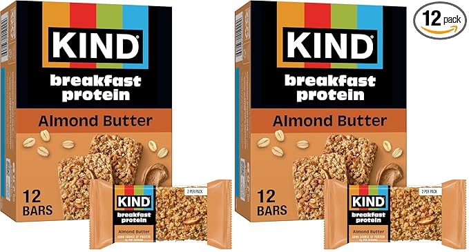KIND Breakfast Protein Bars,Almond Butter,Healthy Snacks,Gluten Free,8g Protein,6 Count (Pack of 2)