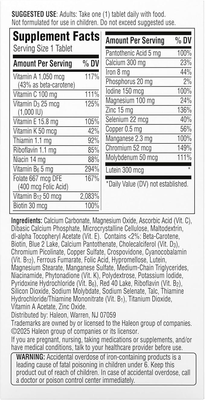 Centrum Silver Women's Multivitamin for Women 50 Plus, Multivitamin/Multimineral Supplement with Vitamin D3, B Vitamins, Non-GMO Ingredients, Supports memory and cognition in older adults - 65 Ct