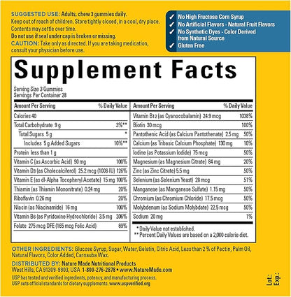 Nature Made Advanced Multivitamin Gummies 50 + for Him, Mens Multivitamins Gummies with Magnesium Citrate, Vitamin D3, Zinc, All 8 B Vitamins, 84 Multi Vitamins, 28 Day Supply,(Pack of 2)