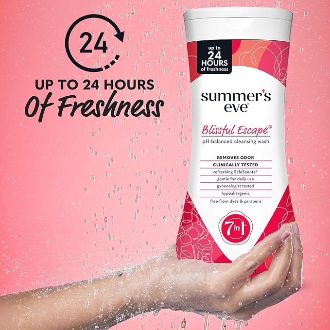 Summer's Eve Blissful Escape All-Over Daily Feminine Wash, pH-Balanced Body Wash for Women, Removes Vaginal Odor and Refreshes, 15 Fl Oz