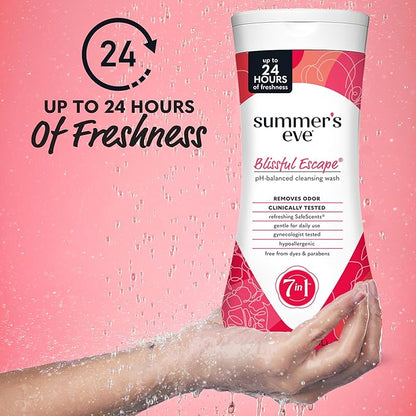 Summer's Eve Blissful Escape All-Over Daily Feminine Wash, pH-Balanced Body Wash for Women, Removes Vaginal Odor and Refreshes, 15 Fl Oz