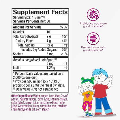 Align Probiotic, Kids Gummies, Prebiotic + Probiotic Helps Support a Healthy Digestive System*, #1 Doctor Recommended Probiotic Brand‡, 50 Gummies Packaging May Vary (Pack of 2)