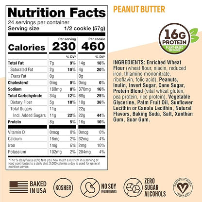 Lenny & Larry's Complete Protein Cookie, [Peanut Butter], Chewy Soft Baked, 16g Plant Protein, Vegan, Non-GMO, High Fiber, [4 Ounce] Cookie (Pack of 12)