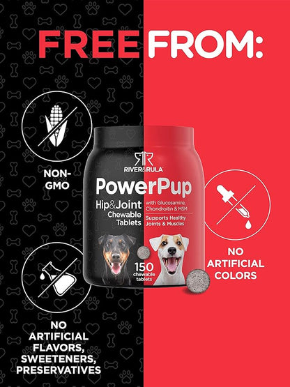 Horbaach Glucosamine for Dogs | 150 Chews | Hip and Joint Supplement | with Chondroitin & MSM | Non-GMO, Gluten Free | by River & RULA