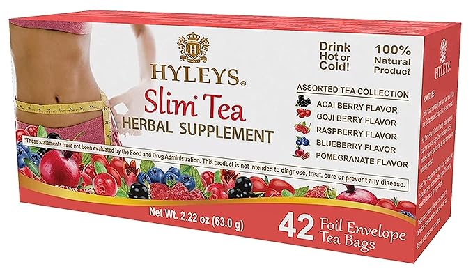 Hyleys Slim Tea 42 Ct Assorted - Weight Loss Herbal Supplement Cleanse and Detox - 42 Tea Bags (1 Pack)