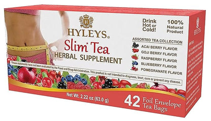 Hyleys Slim Tea 42 Ct Assorted - Weight Loss Herbal Supplement Cleanse and Detox - 42 Tea Bags (1 Pack)