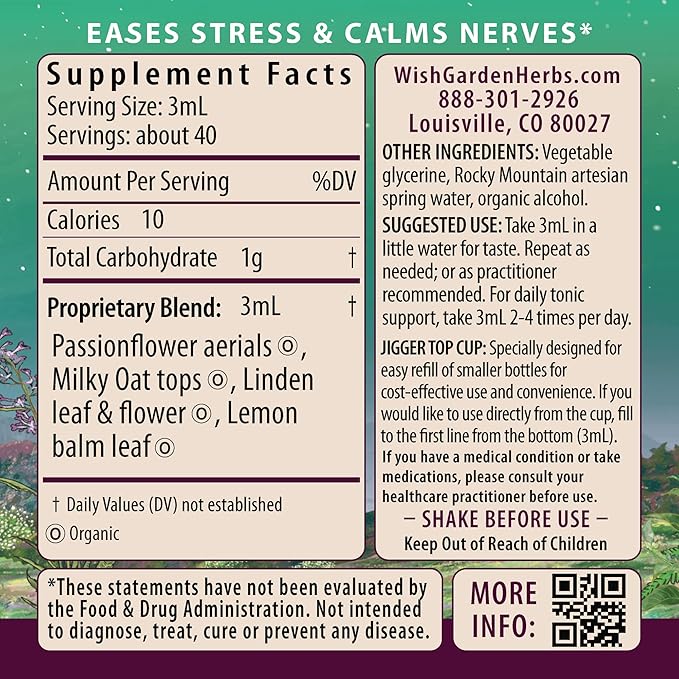 WishGarden Herbs Stress Release for Pregnancy - Natural Herbal Stress Relief Supplement with Lemon Balm & Chamomile, Adrenal Support for Pregnancy and Postpartum Promotes Relaxation and Calm, 4oz