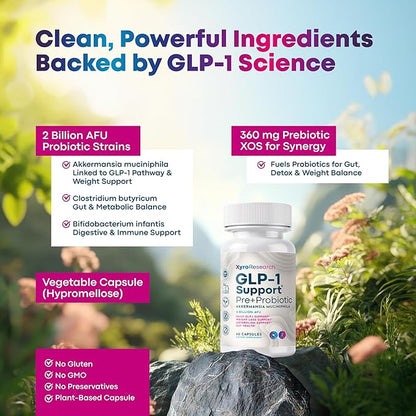 GLP-1 Support Weight Loss Probiotic Supplement - Women Men Natural Appetite Suppressant Metabolism Booster Healthy Gut Support - GLP1 Support for Hunger Control Curb Cravings & Fat Burn