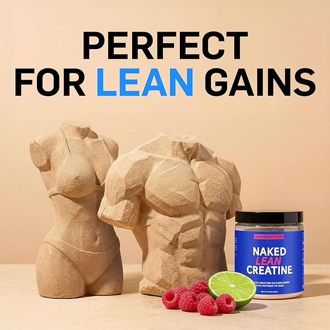 NAKED Lean Creatine HCl Powder - Raspberry Lime, Vegan, Non-GMO, Gluten-Free, No Fillers, Supports Muscle Growth & Strength - 68 Servings