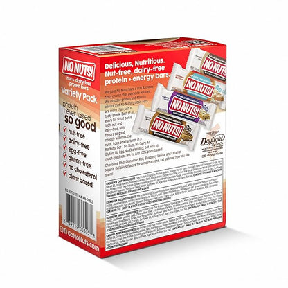 No Nuts! Protein Bar Variety Pack – 12 Count | Nut-Free & School-Safe | Chocolate Chip, Caramel Mocha, Cinnamon Roll & Blueberry Vanilla | Dairy-Free, Vegan, Non-GMO, Organic, Kosher