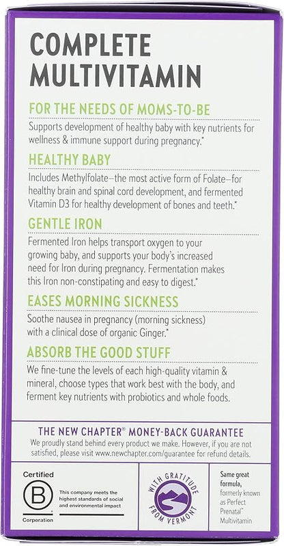 New Chapter Perfect Prenatal Vitamins, Organic Prenatal Vitamins, Non-GMO Ingredients for Healthy Baby & Mom - Folate (Methylfolate), Iron, Vitamin D3, Fermented with Whole Foods and Probiotic, 192 count