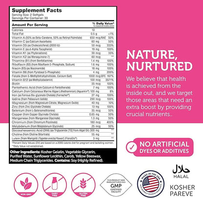 Zahler Prenatal Vitamin with DHA & Folate - DHA Supplements & Prenatal Multivitamin for Mother and Child - Kosher Prenatal DHA Prenatal Vitamins with Iron, Pre Natal Softgels 60 Count