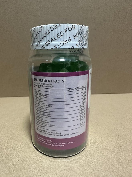 Cortisol Gummies For Women- Promote Relaxation and Support Mood- Natural Ingredients with Ashwagandha, Rhodiola Rosea, etc. Cortisol Manager Gummies for Adrenal Support,Vegan,Apple Flavor,120 Count