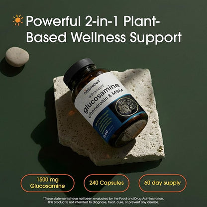 NatureBell Advanced Glucosamine Chondroitin & MSM - 240 Capsules - 10-in-1 Joint Support Complex* - Includes Hyaluronic Acid, Turmeric, Glucosamine, Collagen & More