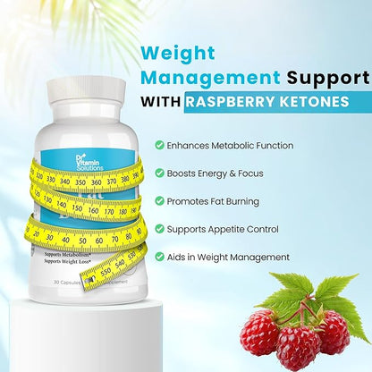 Fat Burner with GLP‑1 Support – Raspberry Ketones, Green Tea & Kelp – Metabolism & Appetite Support for Women & Men – 30 Capsules
