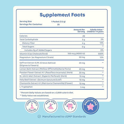 JoySpring Saffron for Kids – Mood Magic Pixie Sticks with Magnesium Citrate & Vitamin D3 – Herbal Saffron Extract Drink Mix, Sugar Free Cherry Lime Powder | 4+ Years | 25 Servings
