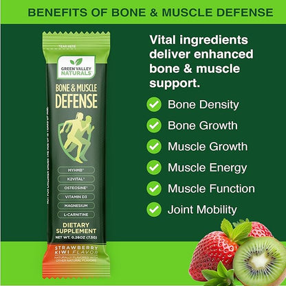 Bone & Muscle Defense Stick Pack | HMB + Leucine Amino Blend for Muscle Support | Protein Growth & Strength Formula for Women & Men | Fertility & Energy Support | Convenient On-the-Go Supplement