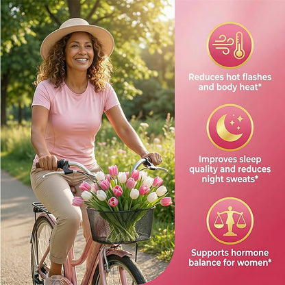 Menopause Gummies Supplement for Women w/ Red Clover, Black Cohosh for Hot Flashes, Menopause Support Vitamins + Ashwagandha Probiotics, Over 50 Hormone Support Balance Gummies Sugar Free, Vegan 60ct