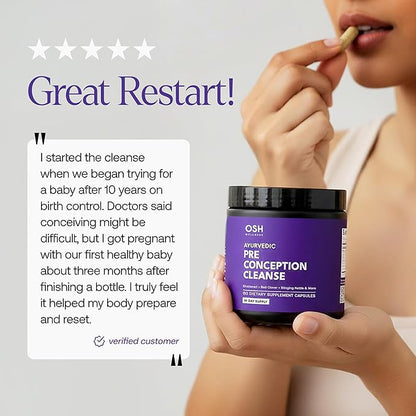 Ayurvedic Preconception Cleanse | Ovarian & Uterus Cleanse for Hormonal Balance | TTC Support | PCOS Supplements | Cycle Regularity | with Stinging Nettle, Red Clover, and more | 30 Servings