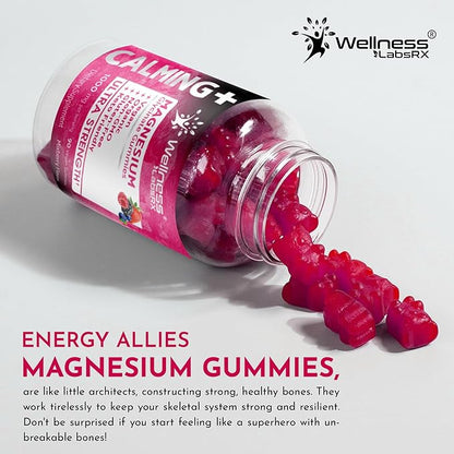 Magnesium Glycinate Gummies, 1000 mg - Magnesium Supplement to Support Relaxation, Heart Health - Chewable Calm Magnesio Gummies for Adults, Glicinato De Magnesio - Mix Berry Flavor