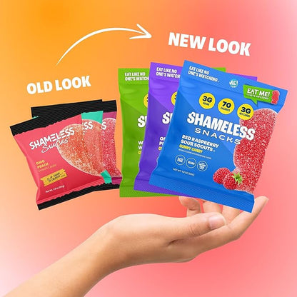 Shameless Snacks Fan Favorites Bundle Healthy Low Carb Keto Gummies Red Raspberry, Watermelon and Sour Peach