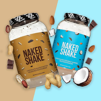 NAKED Shake - Chocolate Coconut Almond Protein Powder - Flavored Plant Based Protein from US & Canadian Farms with MCT Oil, Gluten-Free, Soy-Free, No GMOs or Artificial Sweeteners - 30 Servings