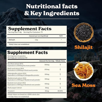 Better Alt Shilajit Resin 30 gm & Sea Moss Capsules Energy Duo| Shilajit Gold Grade for Men & Women with High Potency & Irish Sea Moss with Black Seed Oil