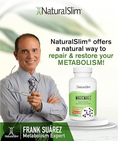 MagicMag C by NaturalSlim, Magnesium Citrate Capsules for Muscle Relaxation, Sleep Quality, Nerve Function & Electrolyte Support, Daily Magnesium Supplement for Men and Women, 100 Capsules