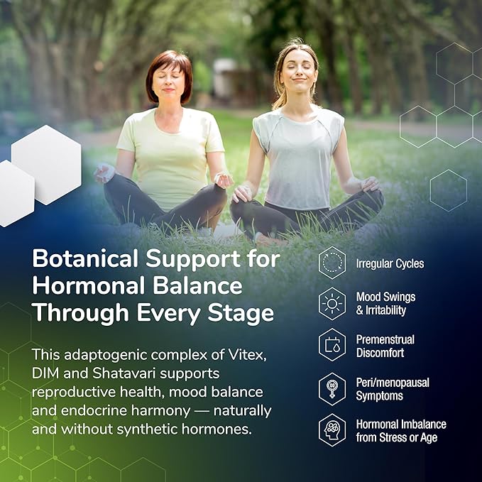 Vitex + DIM + Shatavari Hormone Balance Supplement – PMS, Menopause & Cycle Support for Women – Adaptogenic Complex with Maca, Ashwagandha, Dandelion – Vegan – 60 Capsules