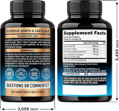 Glucosamine Chondroitin MSM Collagen | HSA | Joint Support Supplement 2800 mg | Made in USA | FSA Approved Product Items | Flexibility Nutritional Vitamins | For Men & Women, 240 Capsules