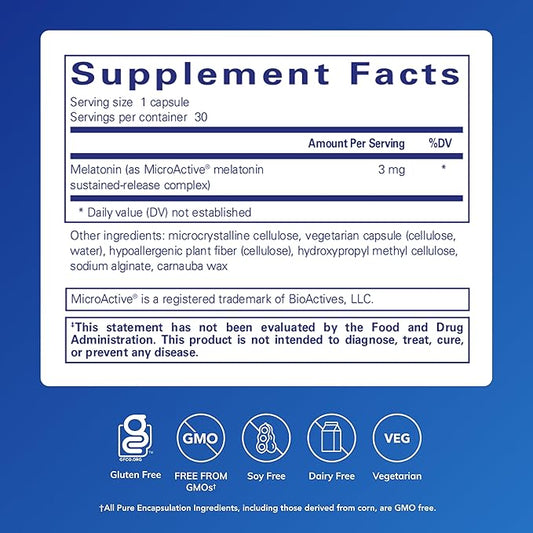 Pure Encapsulations Melatonin-SR - Extended Release Melatonin - Supports Restful Sleep* - Sleep Supplement - Gluten Free & Vegan - 30 Capsules