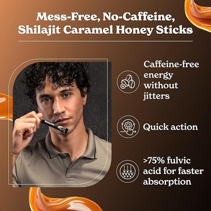 Better Alt Pure Himalayan Shilajit Caramel Honey Sticks with Organic Honey| Easy to Consume Shilajit| 30 Sticks for Energy Boost & Immune Support, 85+ Trace Minerals, 75%+ Fulvic Acid