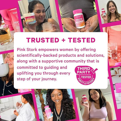 Pink Stork Postpartum Hair Loss Gummies | Biotin, Pantothenic Acid, Vitamin E, B6, B12 | Postnatal Hair Growth + Regrowth Support | Breastfeeding-Friendly | Postpartum Essentials | 60 Gummies