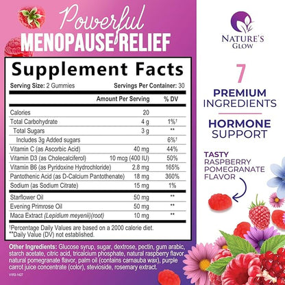 Menopause Supplement for Women - Complete Multi-Benefit Menopause Relief Gummy for Mild Hot Flashes & Night Sweats, Natural Balance & Energy Support, Menopausal Vitamins, Gluten Free - 60 Gummies
