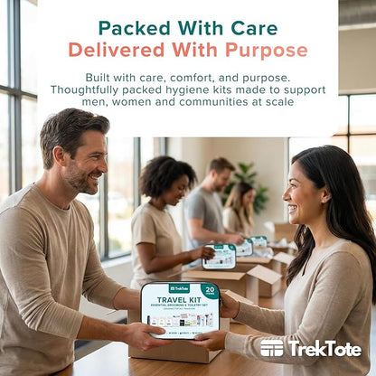 TrekTote 20 Piece Hygiene Kit Bulk, Travel Size Toiletries Set, Care Package Supplies, Mini Deodorant Shampoo Body Wash Toothbrush Toothpaste Razor Kit, TSA Approved, Clear Bag