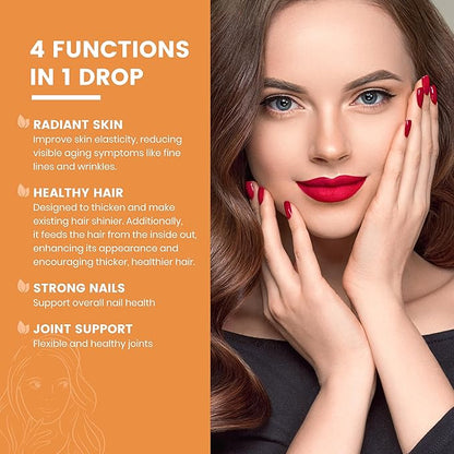 Heivy Liquid Collagen for Women, 60ml Raspberry Flavor, 20500 mcg 4-in-1 Collagen Drops, USA GMP, Sugar-Free, 3rd Party Tested